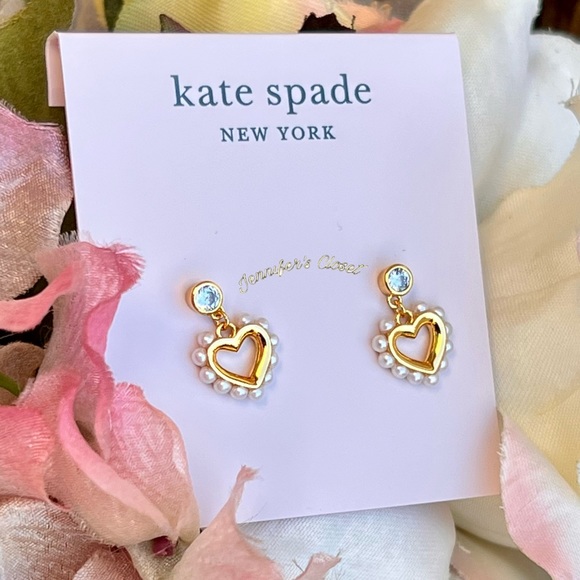 KATE SPADE ♠️ Pearl Heart Drop Earrings - Picture 7 of 10